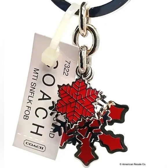 Coach Accessories - COACH Vintage Red Multi Snowflake Fob Purse Charm NWT #7322